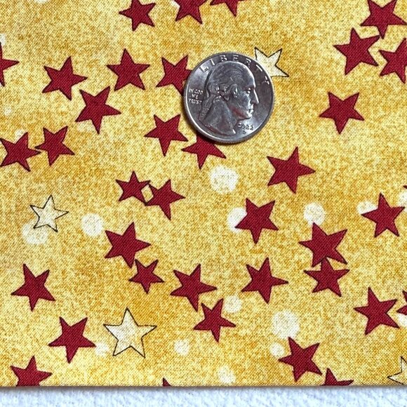 Peaceful Journey Quilting Fabric - Red & Gold Stars - Benartex - 2.5 yards - Picture 2 of 5